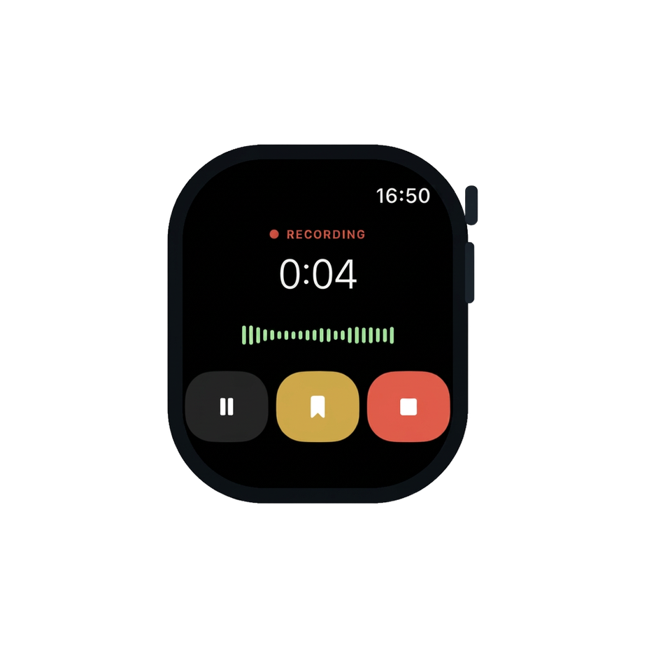 Apple Watch recording — pause, mark, stop